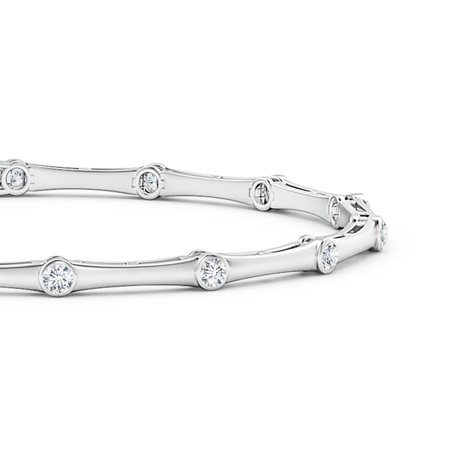 2.25mm GVS2 Bezel-Set Diamond and Bamboo Bracelet in White Gold - side 1