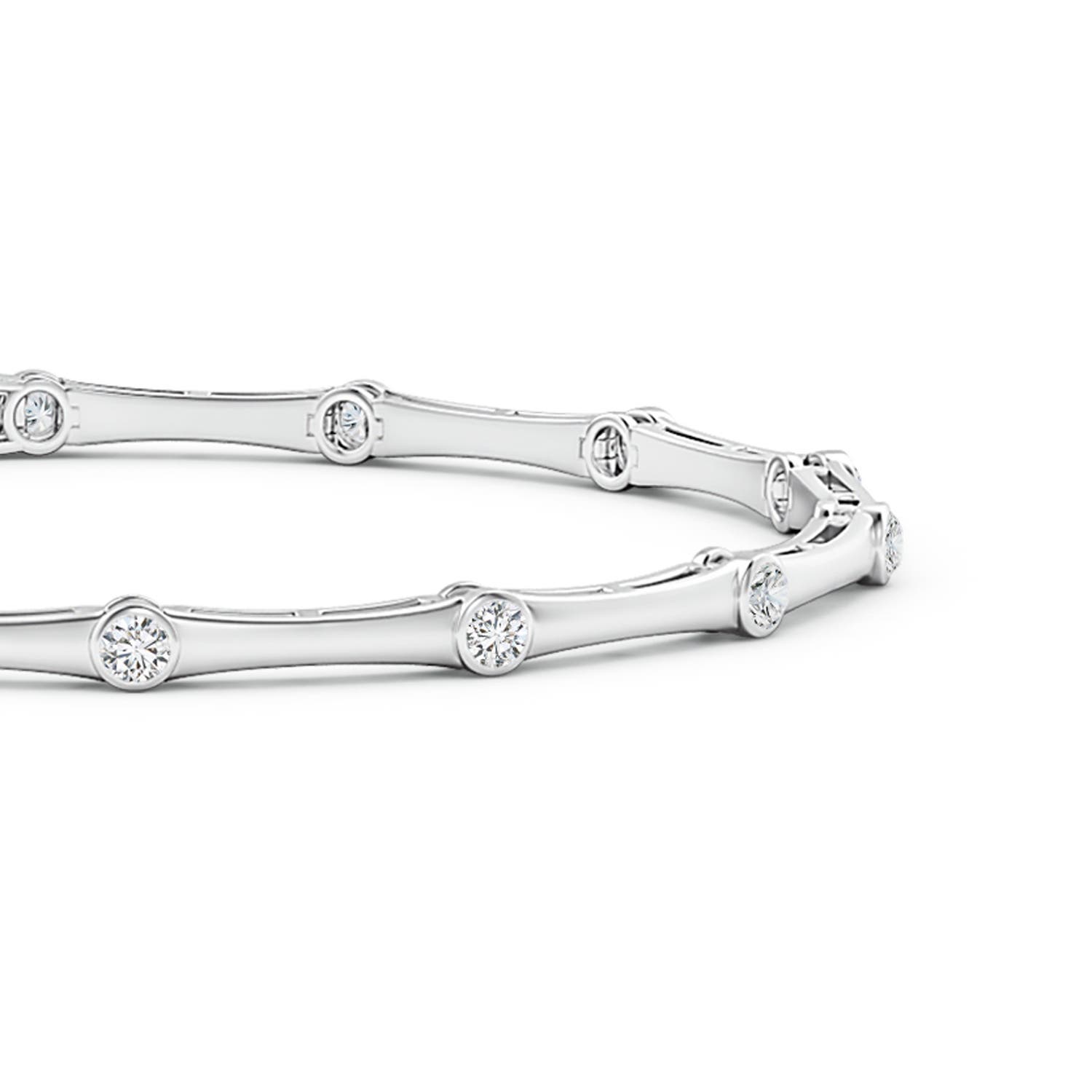 2.25mm HSI2 Bezel-Set Diamond and Bamboo Bracelet in White Gold