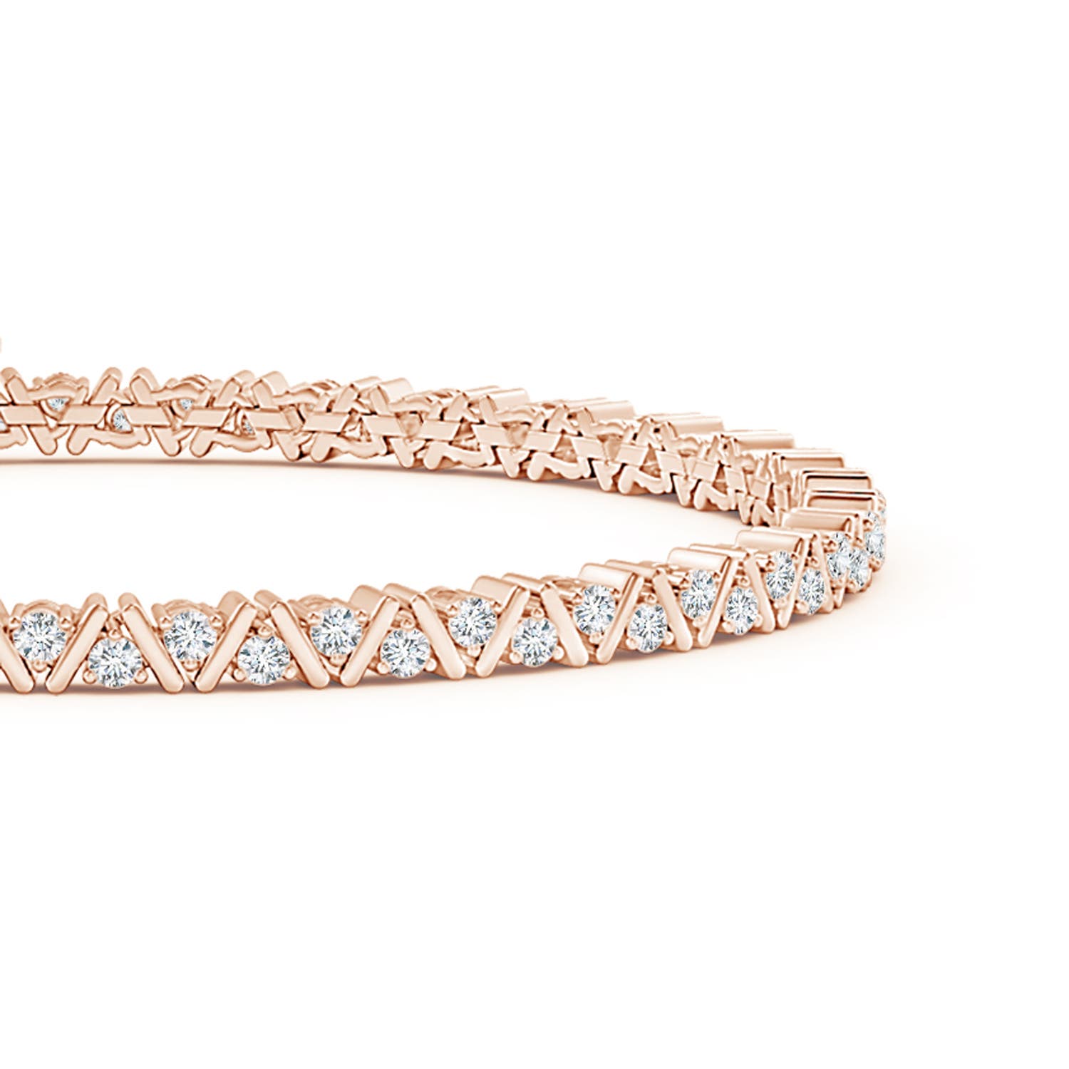 1.6mm GVS2 Diamond Zig-Zag Tennis Bracelet in Rose Gold