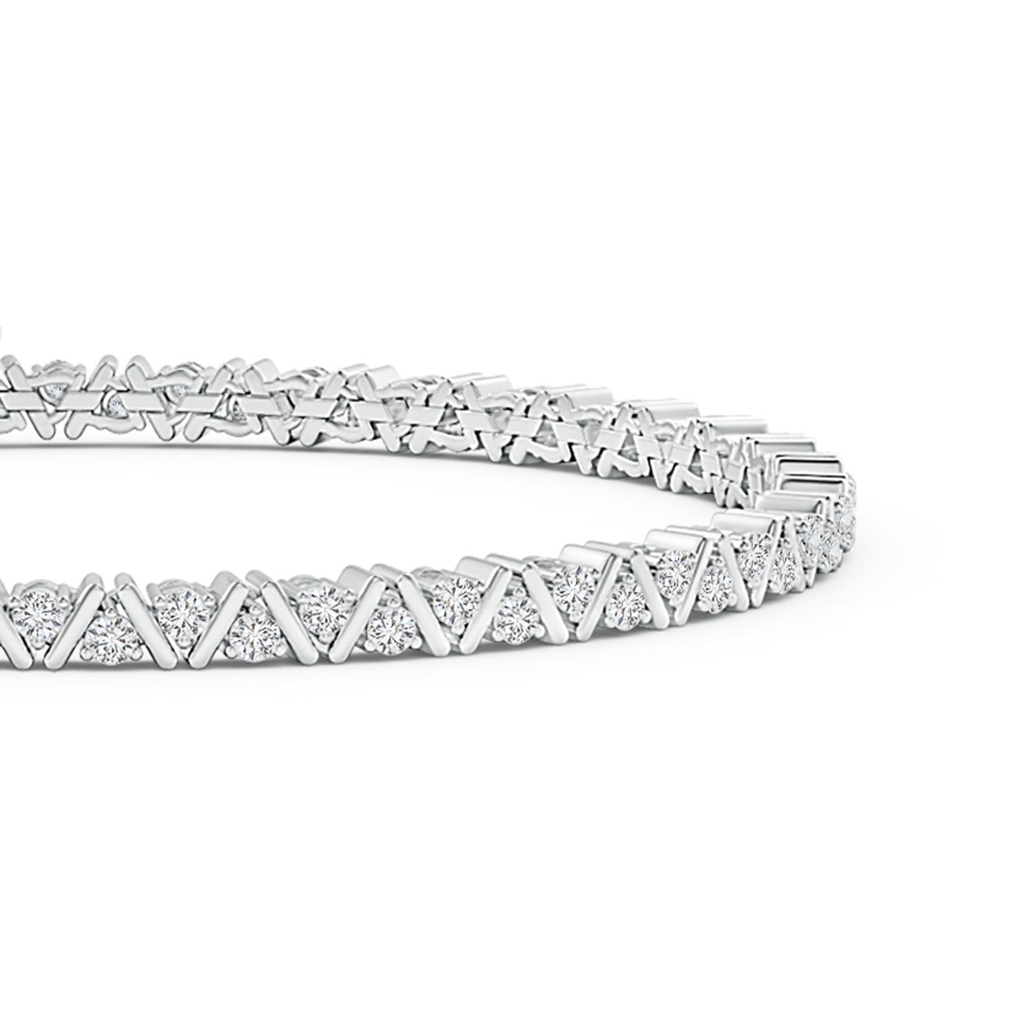 Prong-Set Round Diamond Zig-Zag Tennis Bracelet
