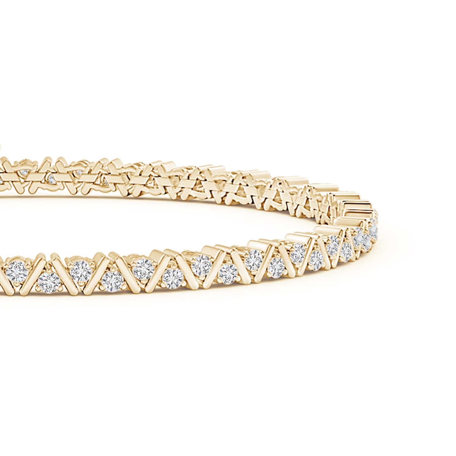 1.6mm HSI2 Diamond Zig-Zag Tennis Bracelet in Yellow Gold