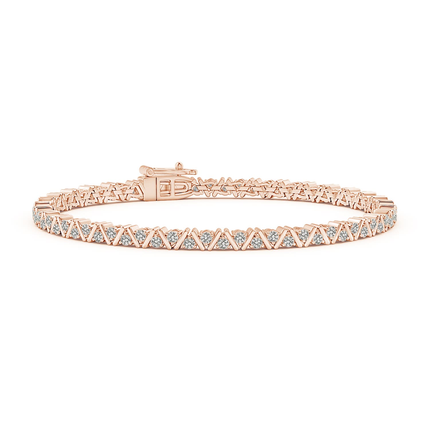 1.6mm KI3 Diamond Zig-Zag Tennis Bracelet in Rose Gold