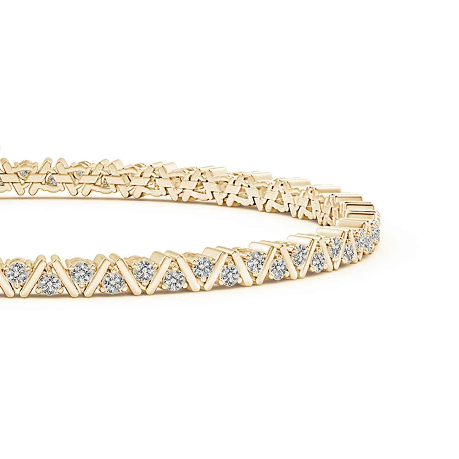 1.6mm KI3 Diamond Zig-Zag Tennis Bracelet in Yellow Gold
