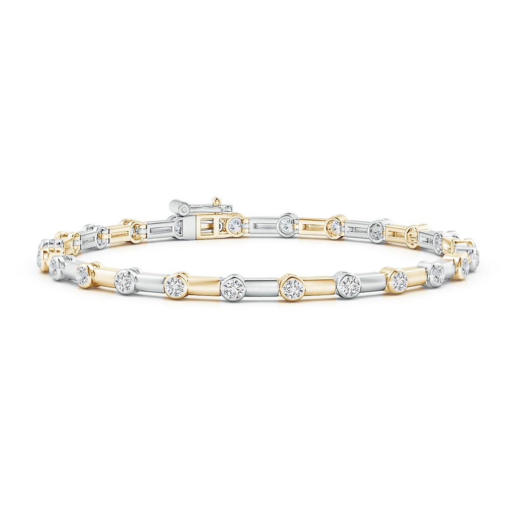 2.25mm HSI2 Bezel-Set Diamond and Bar Bracelet in White Gold Yellow Gold