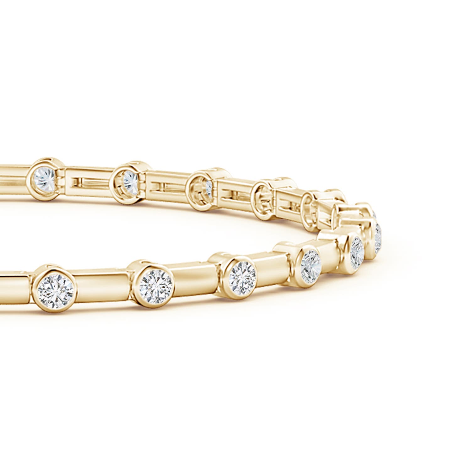 2.25mm HSI2 Bezel-Set Diamond and Bar Bracelet in Yellow Gold
