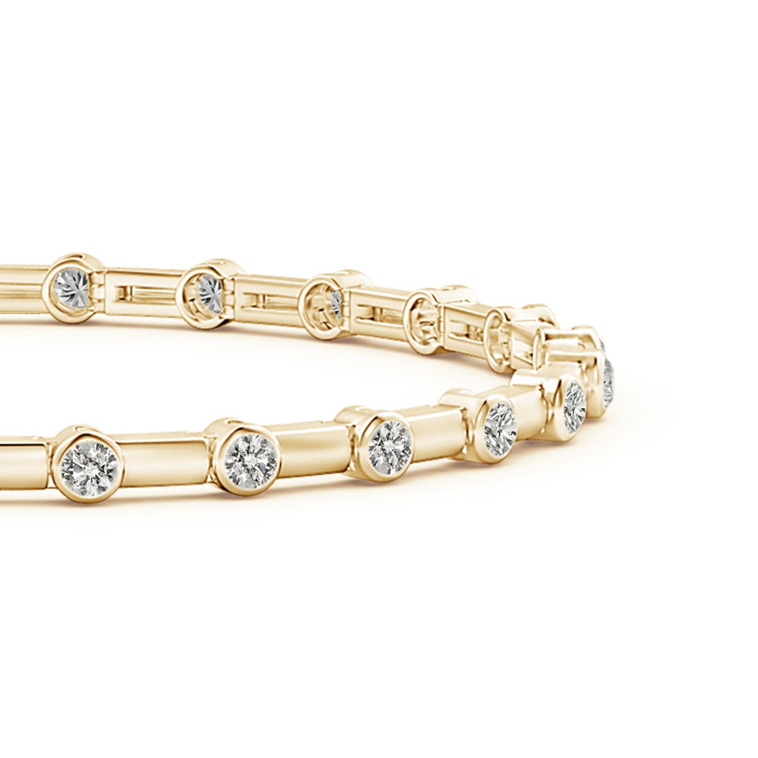 2.25mm KI3 Bezel-Set Diamond and Bar Bracelet in Yellow Gold