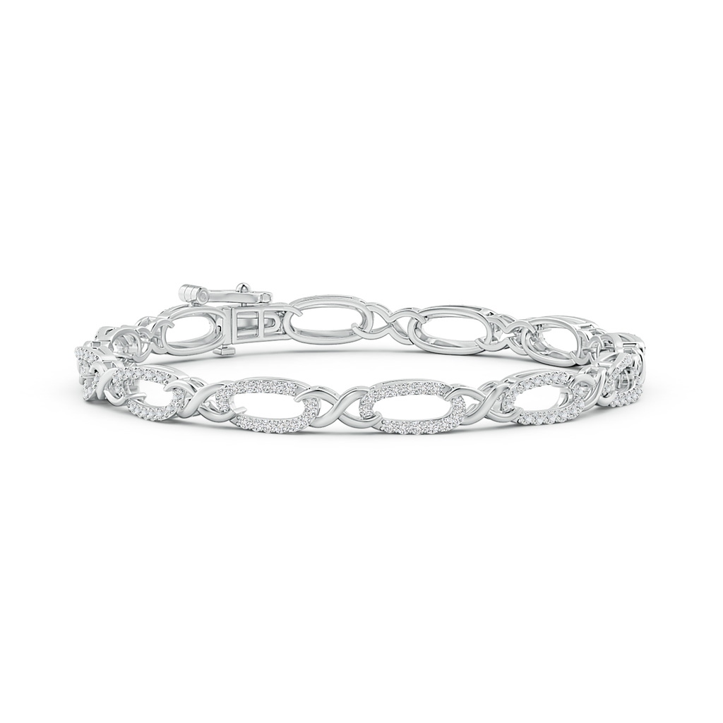 1.1mm HSI2 Diamond Oval and Infinity Link Unisex Bracelet in White Gold