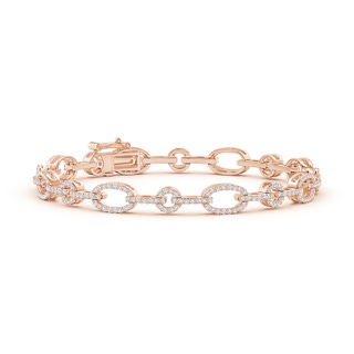 1mm GVS2 Diamond Open Circle and Oval Link Bracelet in Rose Gold