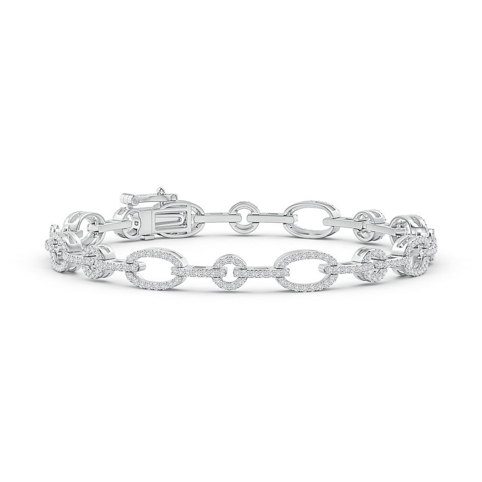 1mm HSI2 Diamond Open Circle and Oval Link Bracelet in White Gold 