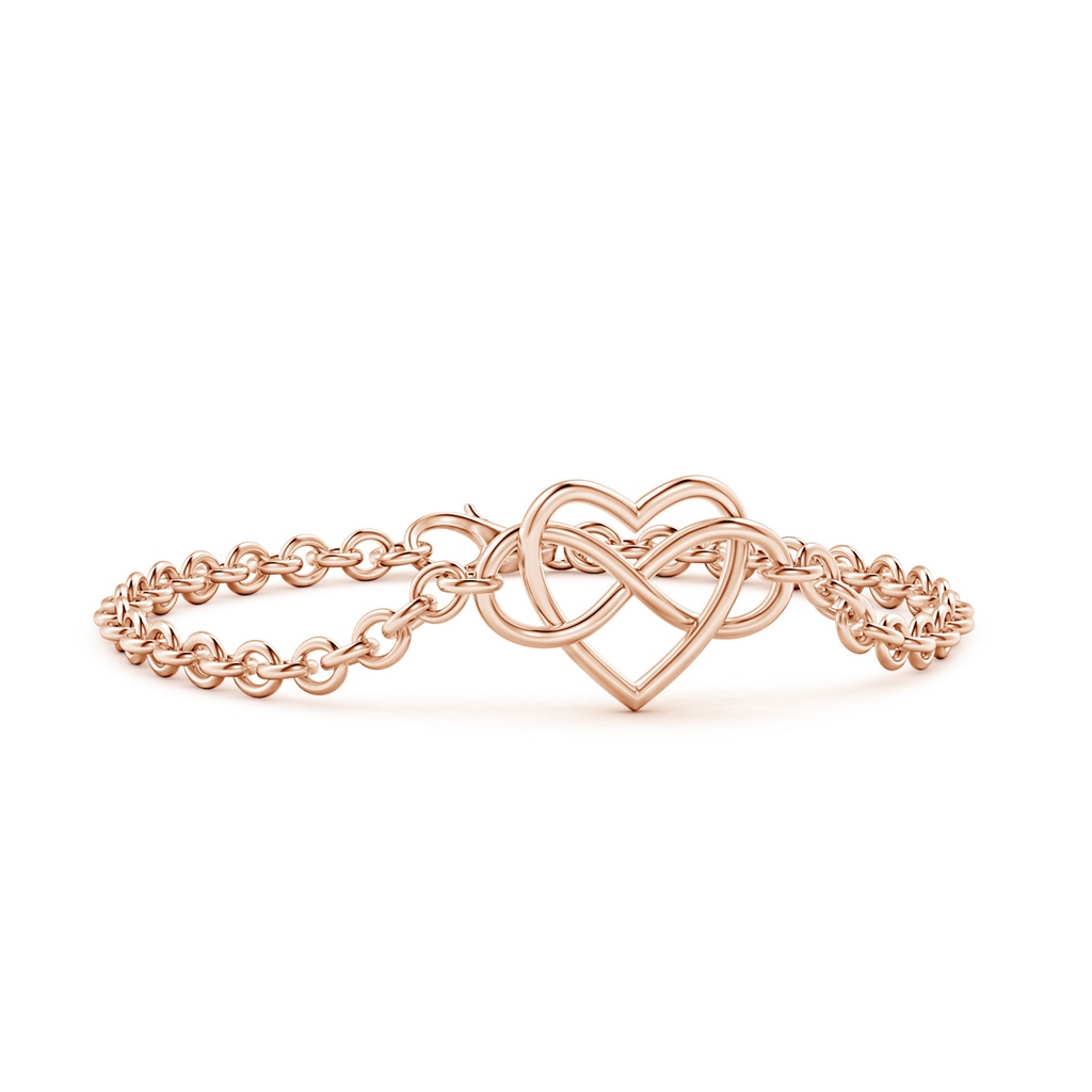 Lobster Claw 70 Entwined Heart and Infinity Chain Bracelet in Rose Gold