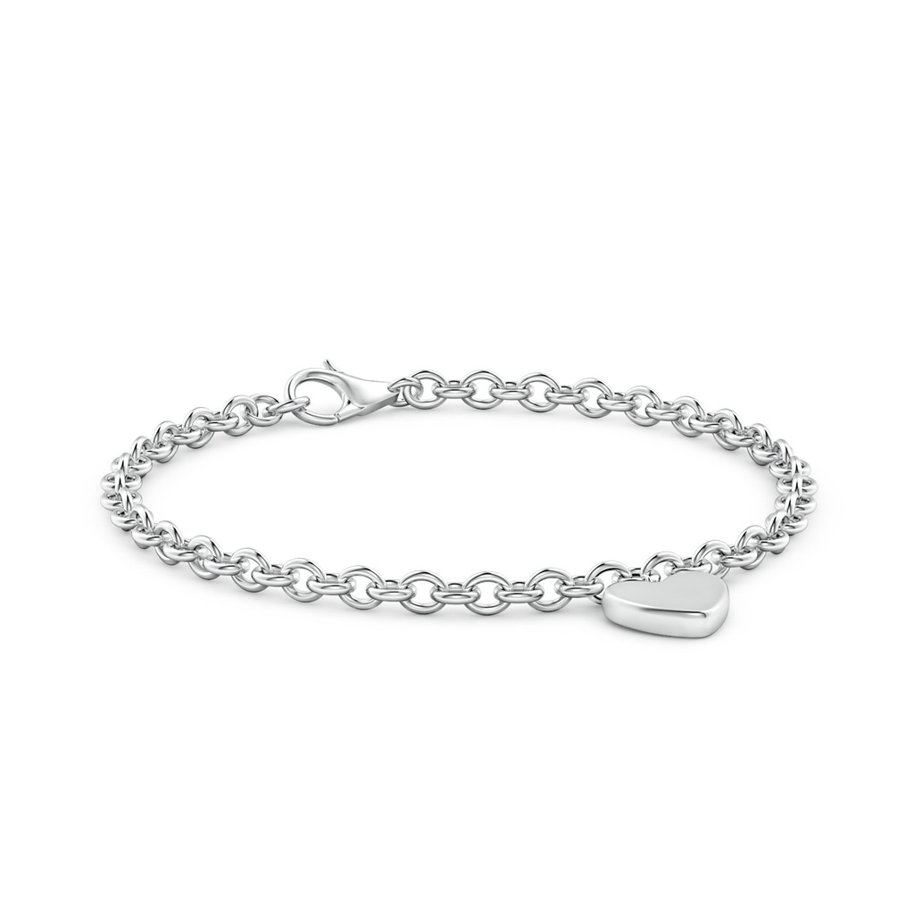 70 Lobster Claw Heart Charm Stackable Bracelet in White Gold