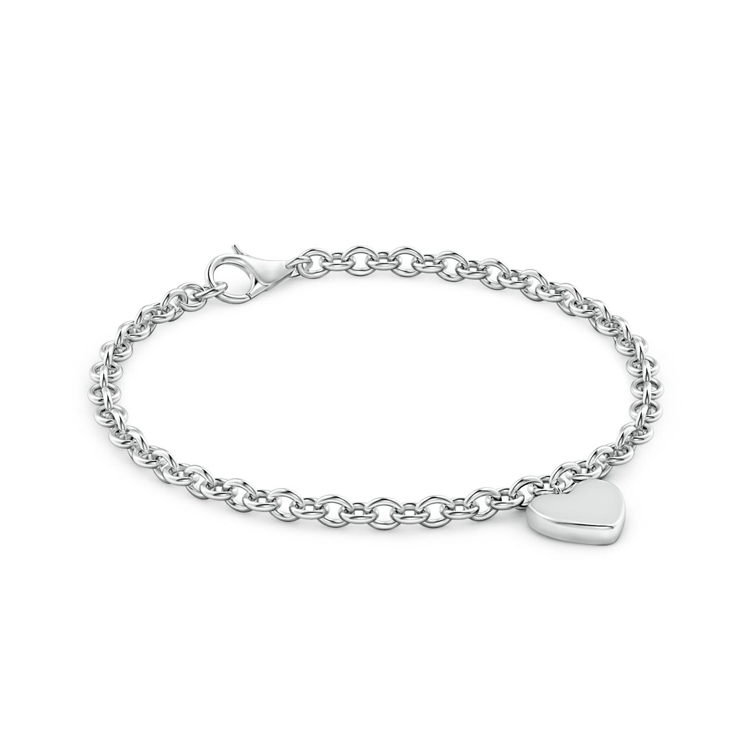 70 Lobster Claw Heart Charm Stackable Bracelet in White Gold