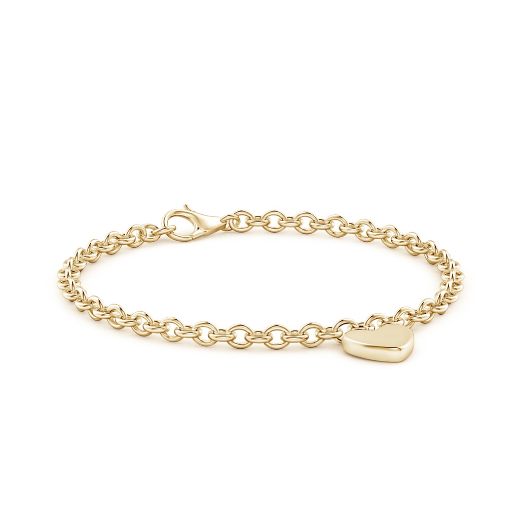 70 Lobster Claw Heart Charm Stackable Bracelet in Yellow Gold 