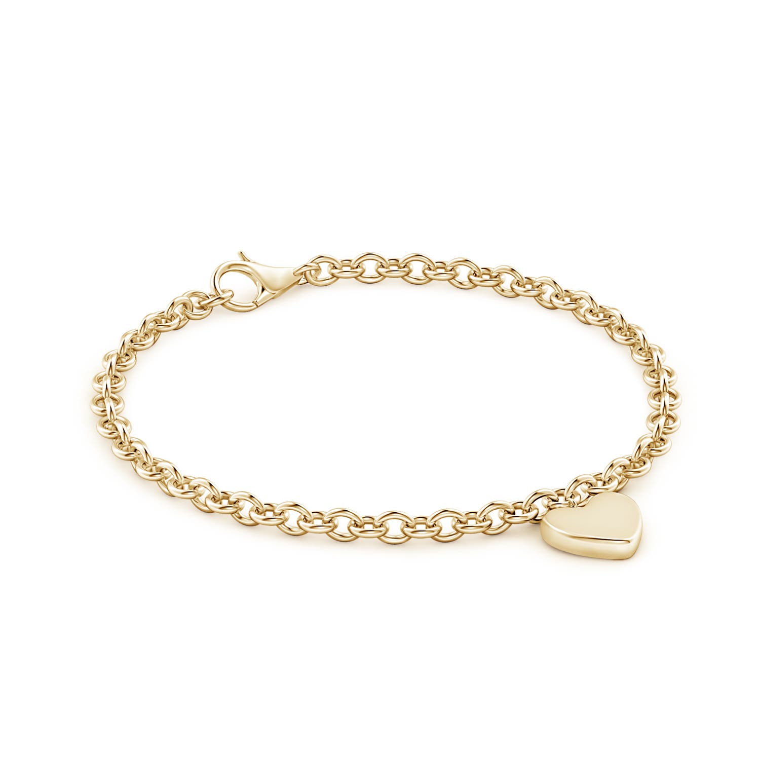 70 Lobster Claw Heart Charm Stackable Bracelet in Yellow Gold