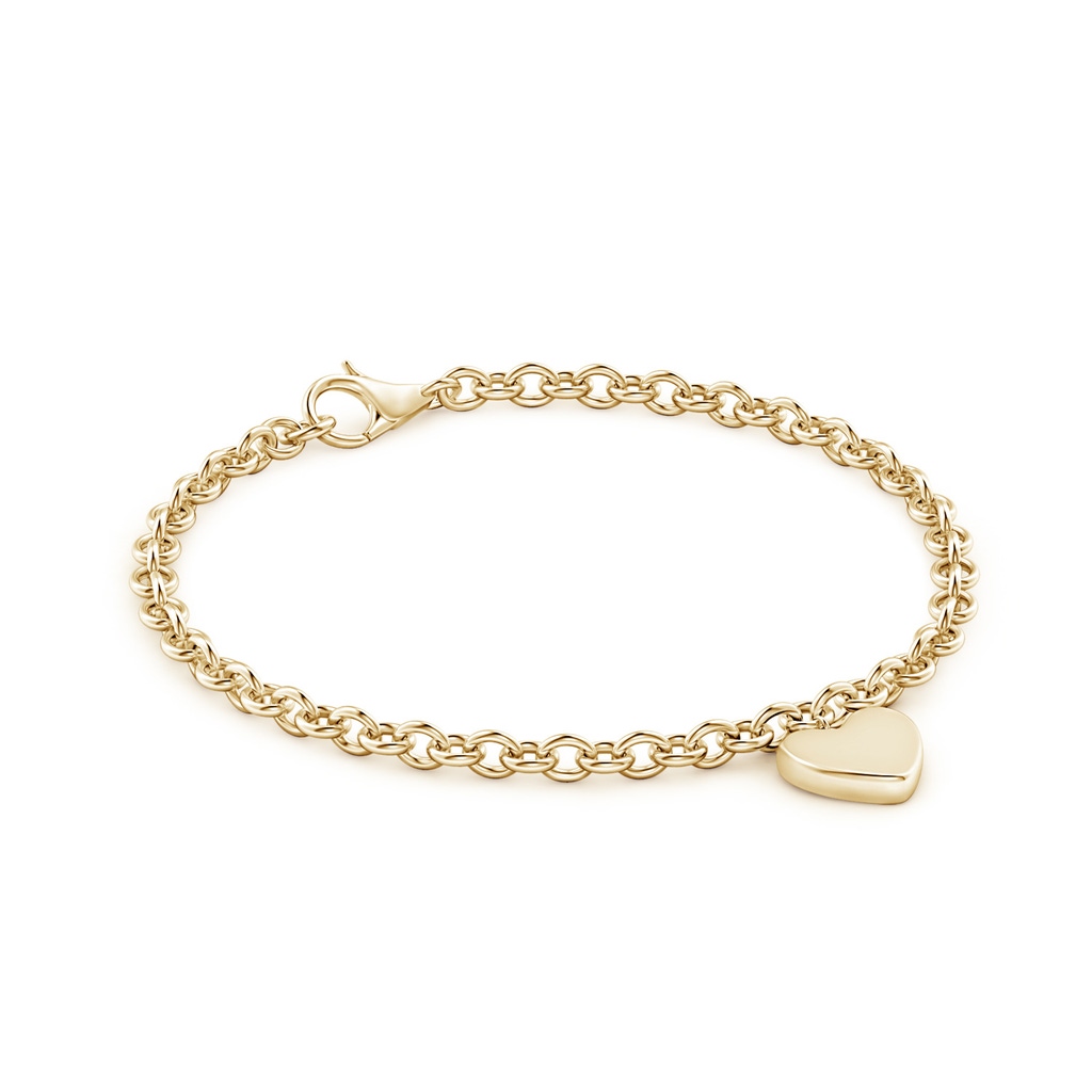 70 Lobster Claw Heart Charm Stackable Bracelet in Yellow Gold Side 1