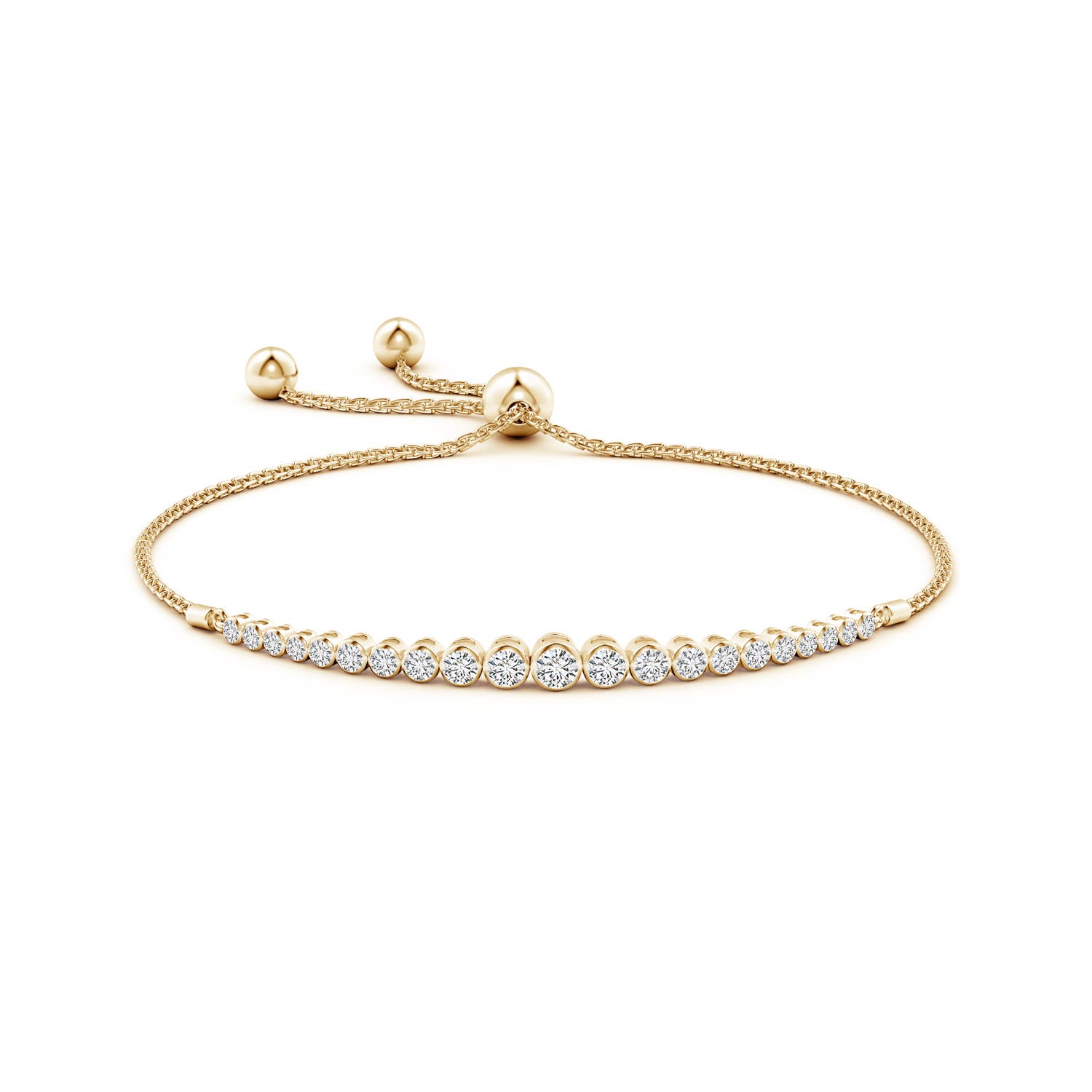 3mm HSI2 Graduated Bezel-Set Diamond Bolo Bracelet in Yellow Gold - side 2