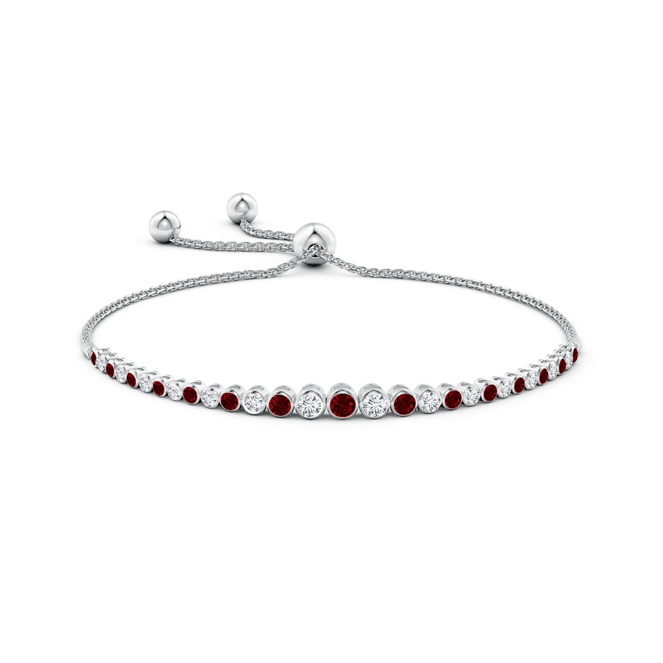 3.1mm AAAA Graduated Bezel-Set Ruby and Diamond Bolo Bracelet in White Gold side 199