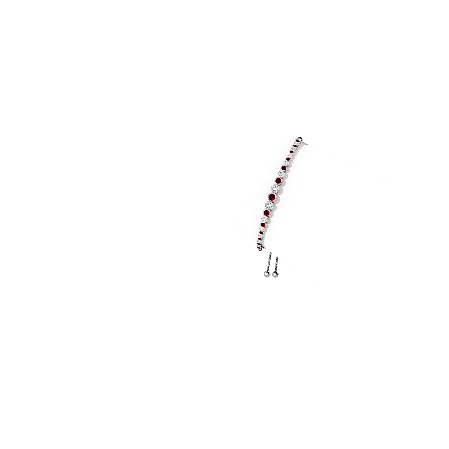 3.5mm AAAA Graduated Bezel-Set Ruby and Diamond Bolo Bracelet in White Gold - body_arm