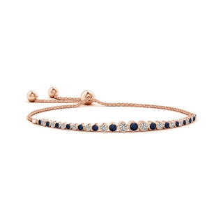 3.1mm A Graduated Bezel-Set Sapphire and Diamond Bolo Bracelet in Rose Gold