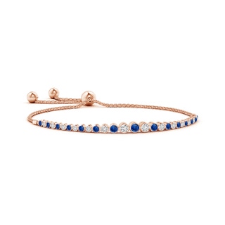 3.1mm AAA Graduated Bezel-Set Sapphire and Diamond Bolo Bracelet in 9K Rose Gold