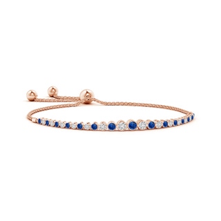 3.1mm AAA Graduated Bezel-Set Sapphire and Diamond Bolo Bracelet in Rose Gold