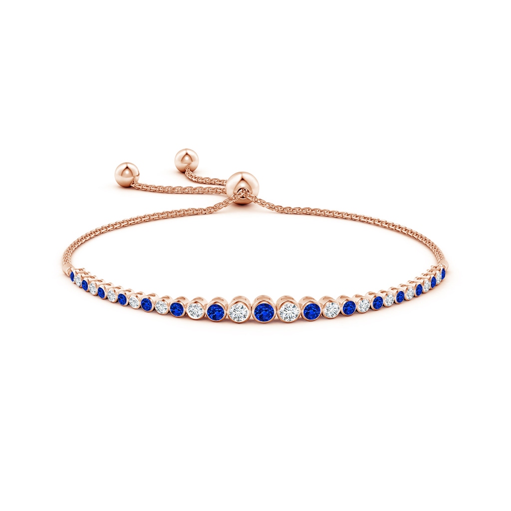 3.1mm AAAA Graduated Bezel-Set Sapphire and Diamond Bolo Bracelet in Rose Gold Side 199