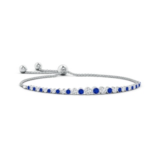 3.1mm AAAA Graduated Bezel-Set Sapphire and Diamond Bolo Bracelet in White Gold