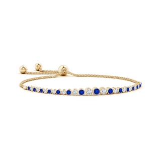 3.1mm AAAA Graduated Bezel-Set Sapphire and Diamond Bolo Bracelet in Yellow Gold