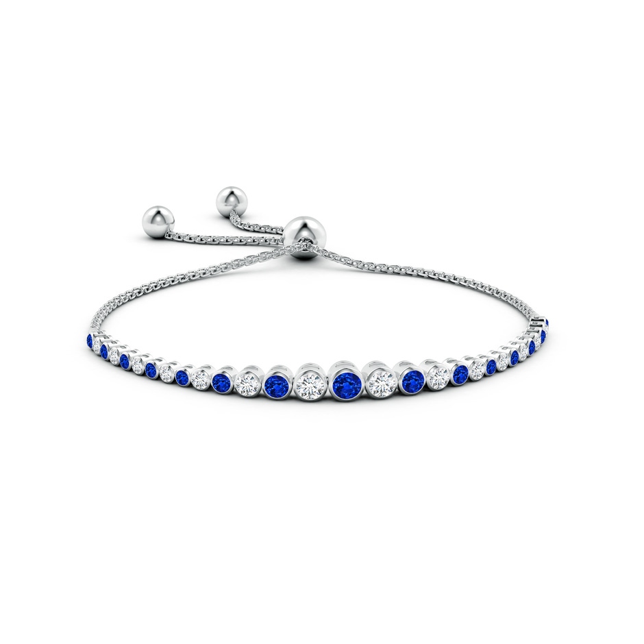 3.5mm Lab-Grown Graduated Bezel-Set Sapphire and Diamond Bolo Bracelet in White Gold side 199