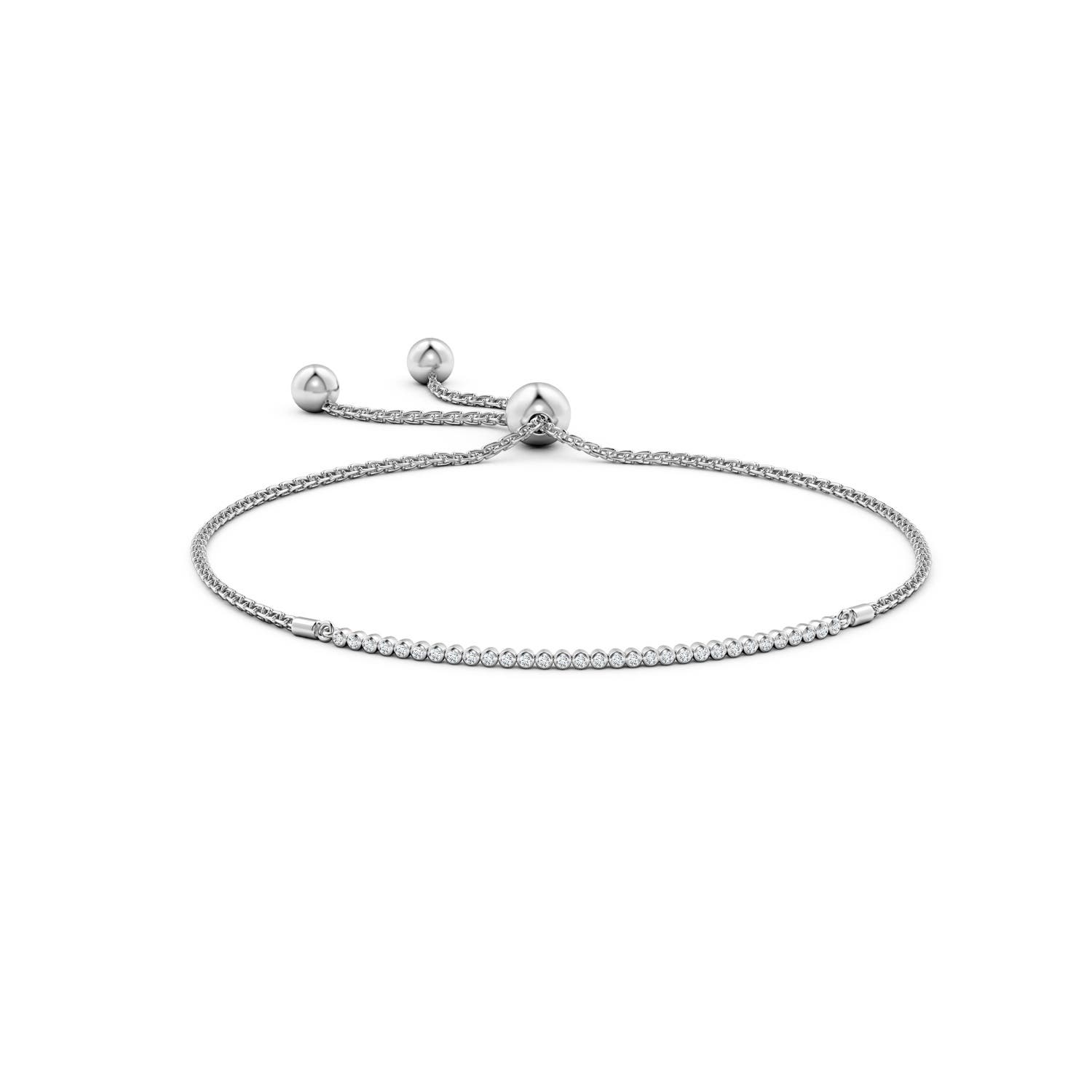 1.2mm GVS2 Bezel-Set Diamond Tennis Bolo Bracelet in White Gold