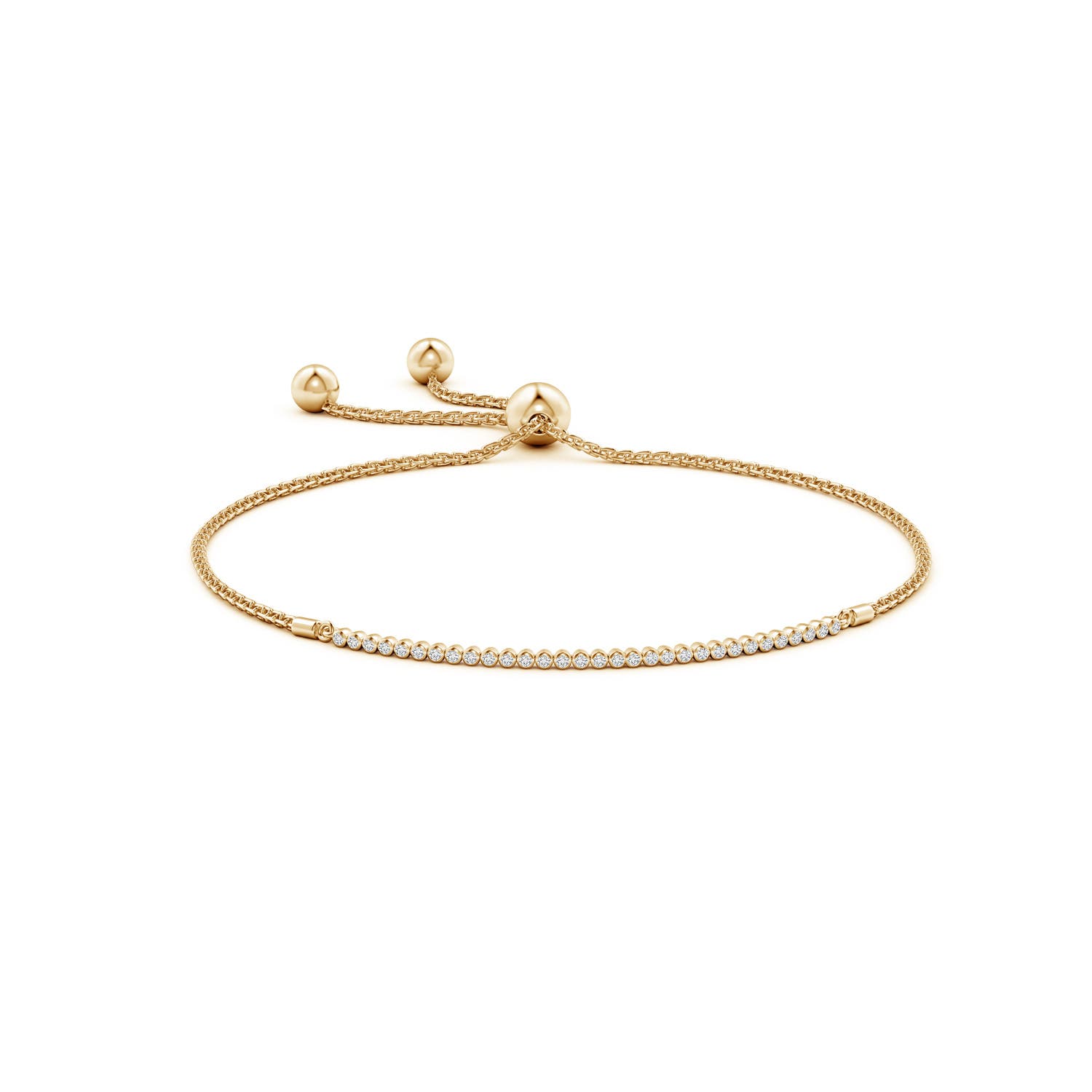 1.2mm HSI2 Bezel-Set Diamond Tennis Bolo Bracelet in Yellow Gold