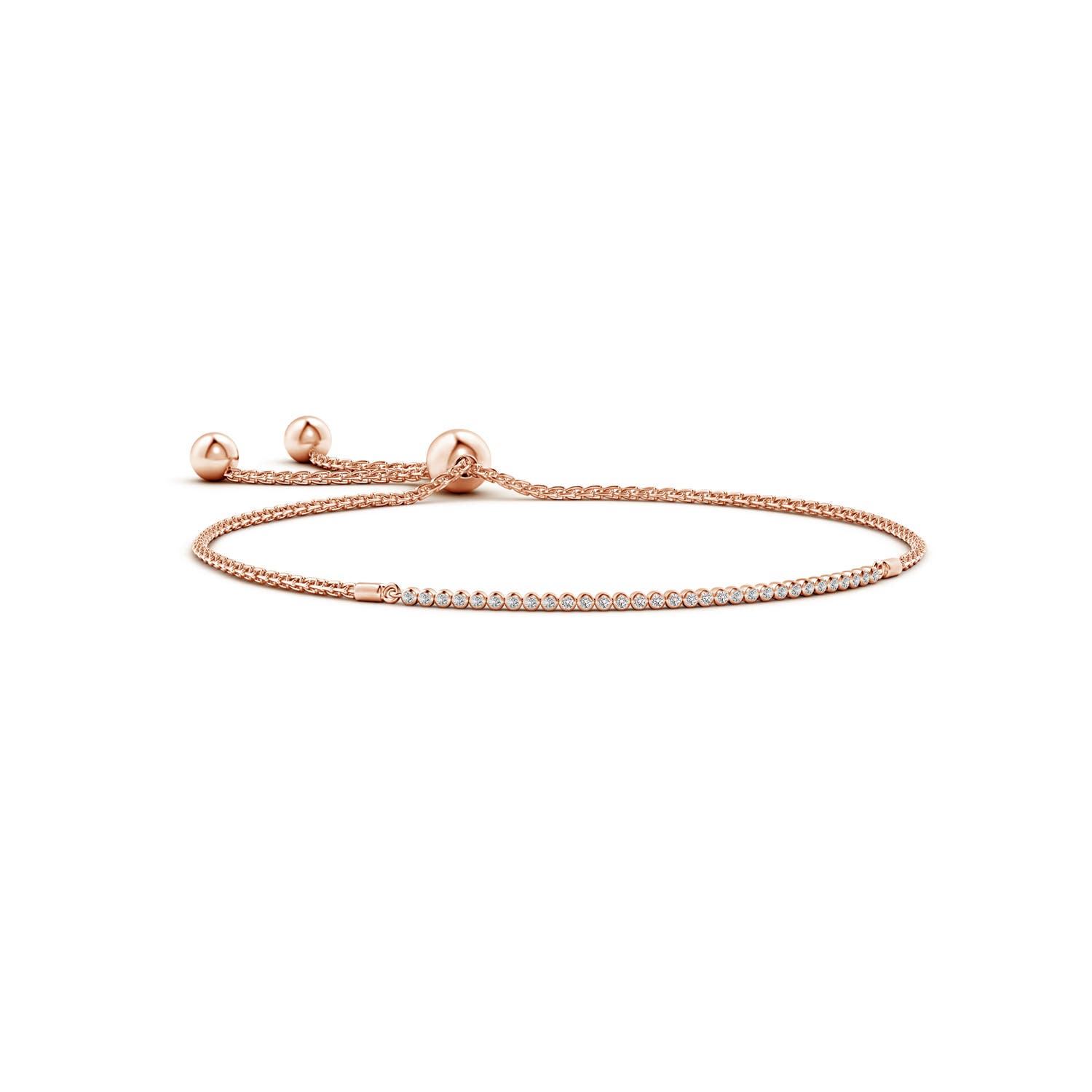 1.2mm IJI1I2 Bezel-Set Diamond Tennis Bolo Bracelet in Rose Gold