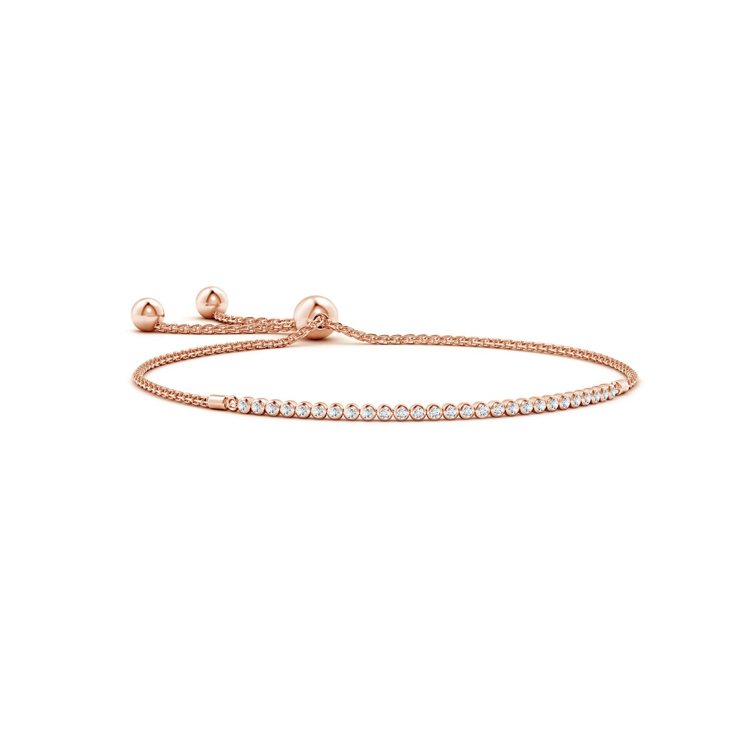 1.6mm GVS2 Bezel-Set Diamond Tennis Bolo Bracelet in Rose Gold