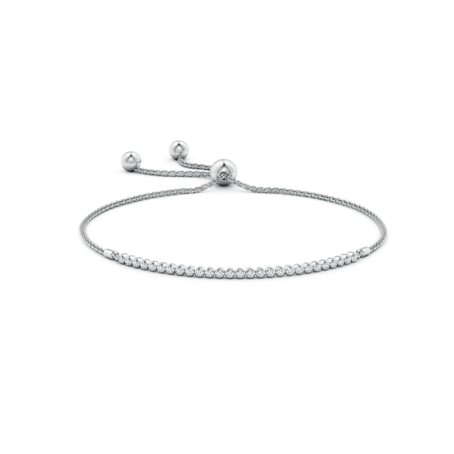 1.6mm GVS2 Bezel-Set Diamond Tennis Bolo Bracelet in White Gold - side 1