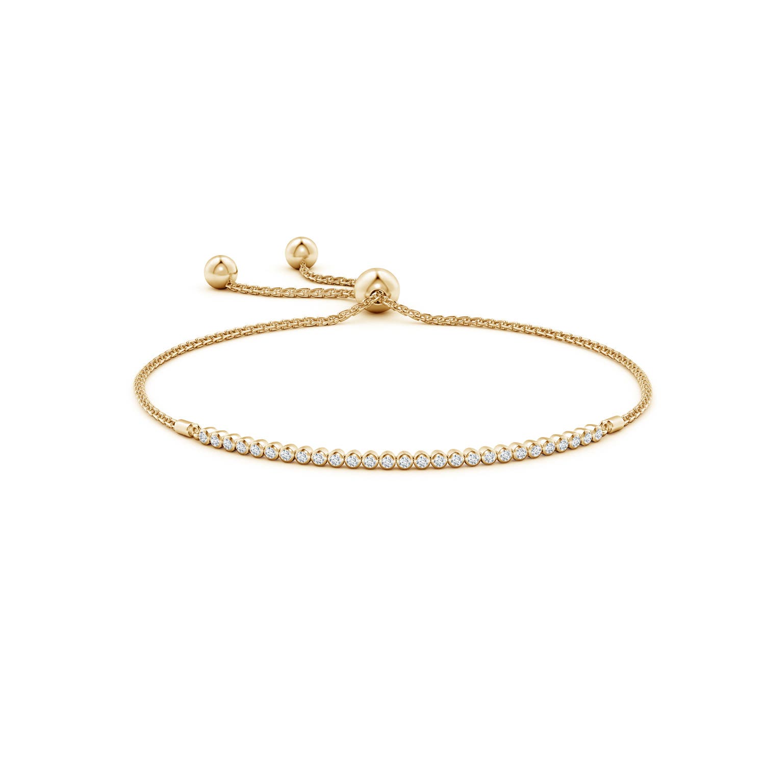 1.6mm GVS2 Bezel-Set Diamond Tennis Bolo Bracelet in Yellow Gold - side 1