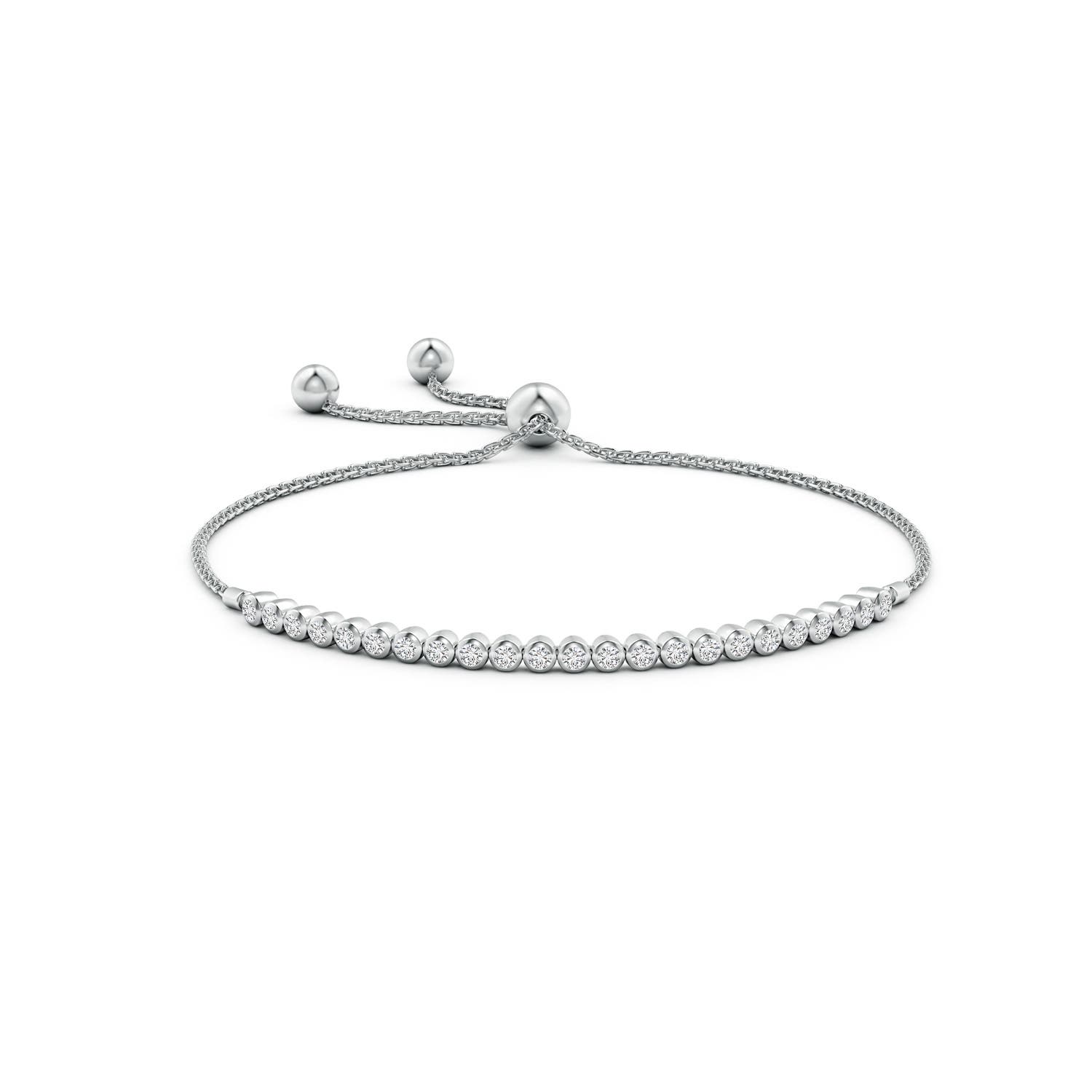 2.2mm HSI2 Bezel-Set Diamond Tennis Bolo Bracelet in White Gold