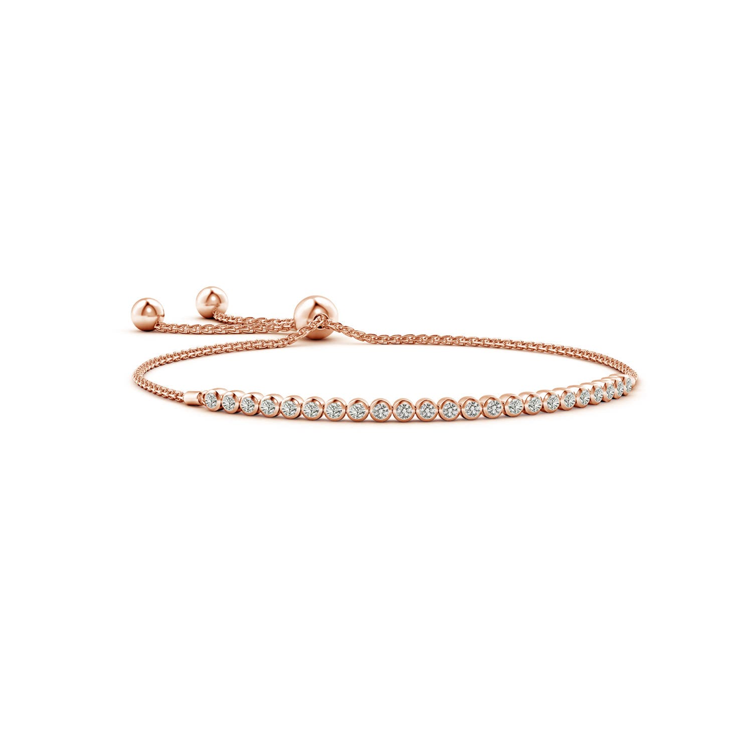 2.2mm KI3 Bezel-Set Diamond Tennis Bolo Bracelet in Rose Gold