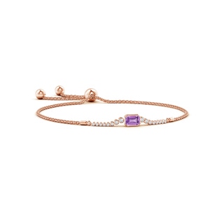 6x4mm A East West Bezel-Set Emerald-Cut Amethyst Bolo Bracelet in Rose Gold