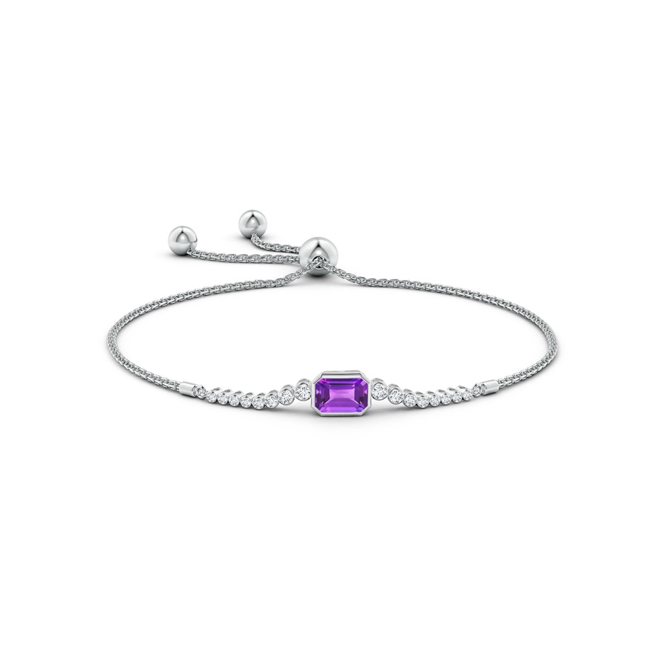 7x5mm AAA East West Bezel-Set Emerald-Cut Amethyst Bolo Bracelet in White Gold side-1