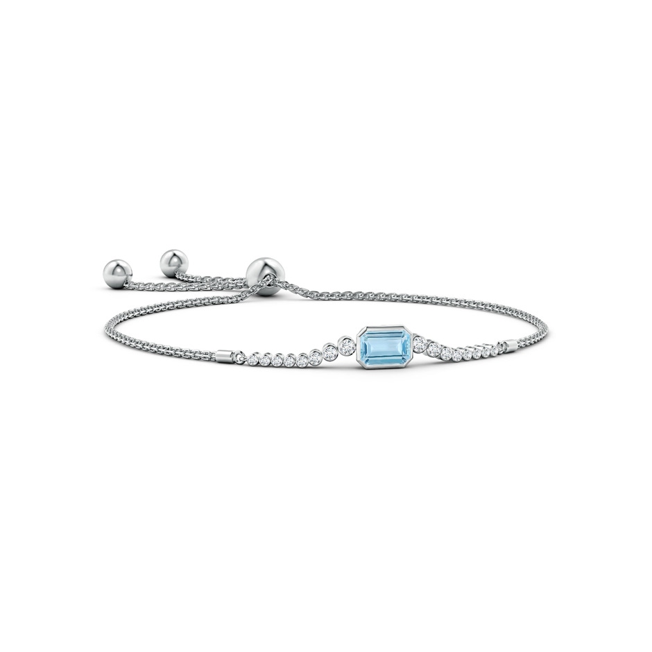 7x5mm AAA East West Bezel-Set Emerald-Cut Aquamarine Bolo Bracelet in White Gold 