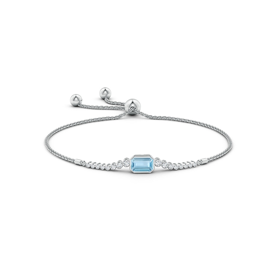 7x5mm AAA East West Bezel-Set Emerald-Cut Aquamarine Bolo Bracelet in White Gold side-1