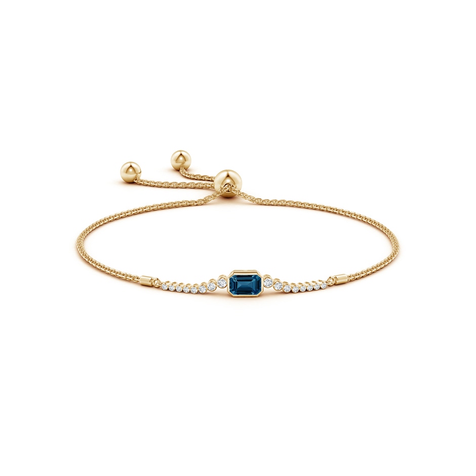 6x4mm AAAA East West Bezel-Set Emerald-Cut London Blue Topaz Bolo Bracelet in Yellow Gold side-1