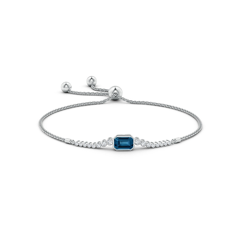 7x5mm AAA East West Bezel-Set Emerald-Cut London Blue Topaz Bolo Bracelet in White Gold side-1