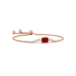 Emerald Cut Lab Grown Ruby Adjustable Bracelets