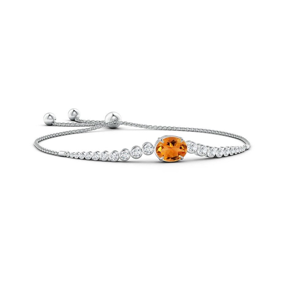 10x8mm AAA Oval Citrine Bolo Bracelet with Bezel Diamonds in White Gold 