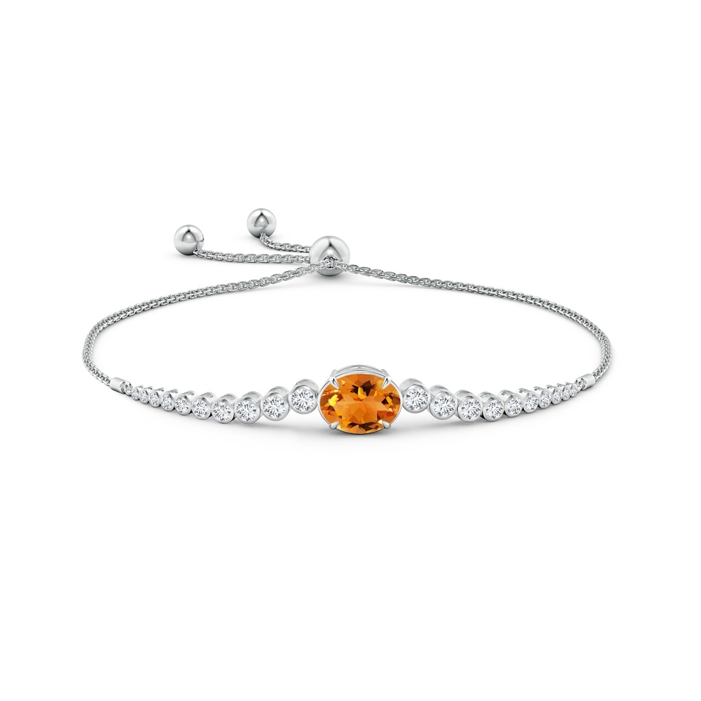 10x8mm AAA Oval Citrine Bolo Bracelet with Bezel Diamonds in White Gold Side-1