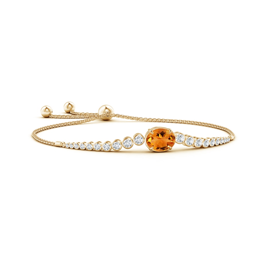 10x8mm AAA Oval Citrine Bolo Bracelet with Bezel Diamonds in Yellow Gold 