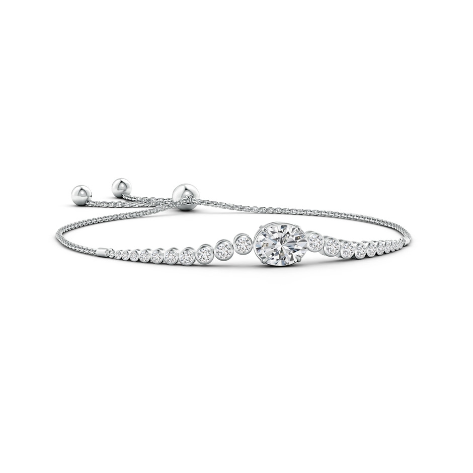 7x5mm HSI2 Oval Diamond Bolo Bracelet with Bezel Diamond Accents in White Gold 