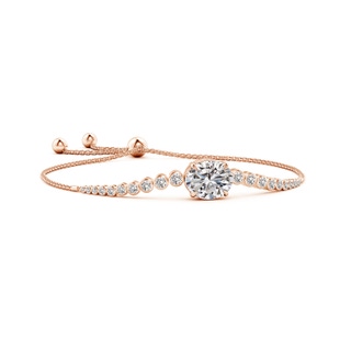 8x6mm IJI1I2 Oval Diamond Bolo Bracelet with Bezel Diamond Accents in Rose Gold