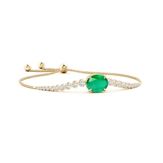 12x10mm A Oval Emerald Bolo Bracelet with Bezel Diamonds in 9K Yellow Gold